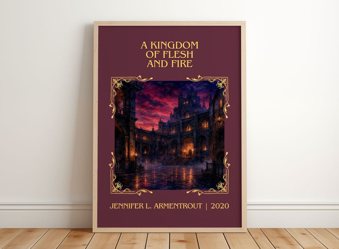 Kingdom of Flesh and Fire Classic Book Art Print by J. Armentrout – framed print leaning on a wooden floor