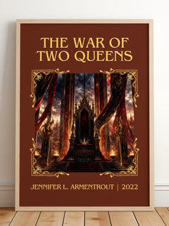 The War of Two Queens Classic Book Art Print by Jennifer L. Armentrout – framed print leaning on a wooden floor