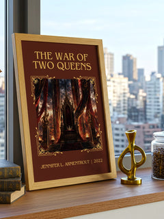 The War of Two Queens Classic Book Art Print by Jennifer L. Armentrout – framed print on a city-view windowsill