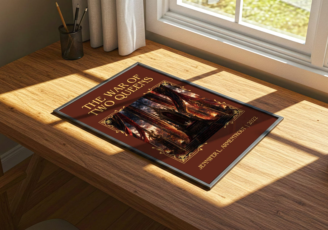 The War of Two Queens Classic Book Art Print by Jennifer L. Armentrout – print on a sunlit desk