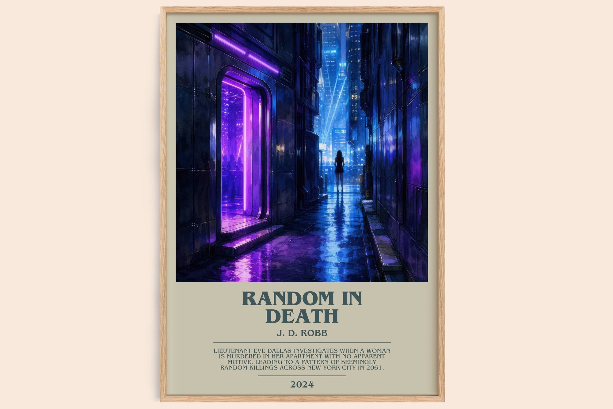 Random In Death bookish book poster by J. D. Robb – framed literary art print