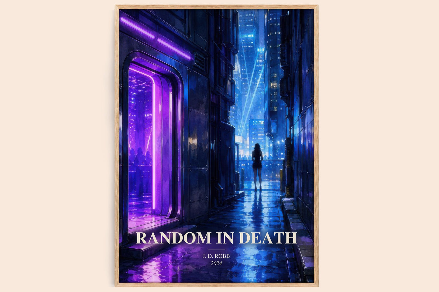 Random In Death watercolour book poster by J. D. Robb – framed literary art print