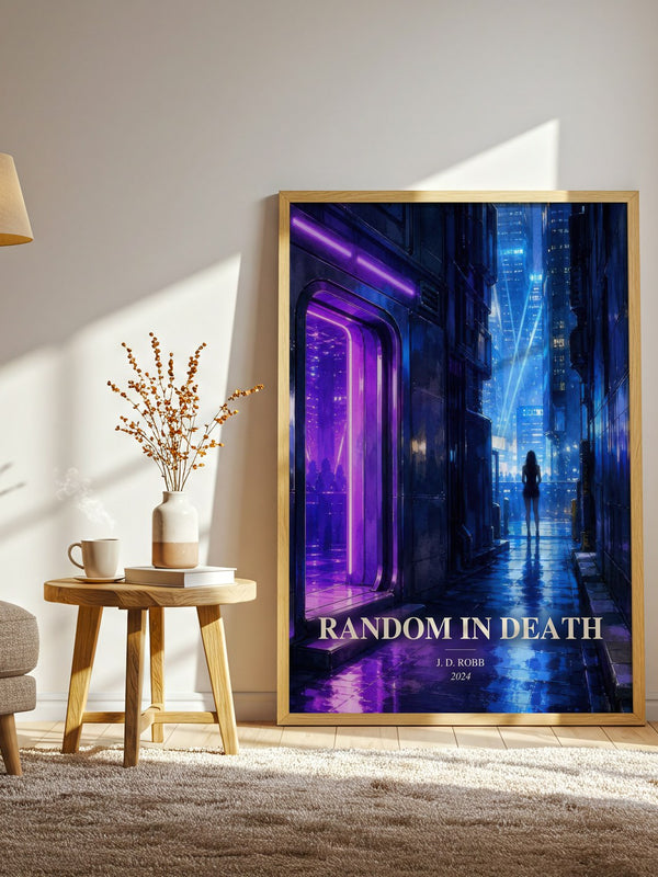 Random In Death watercolour print in frame leaning in hallway – thriller wall art