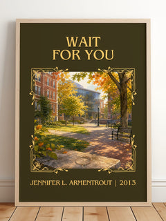 Wait for You Classic Book Art Print by Jennifer L. Armentrout – framed print leaning on a wooden floor