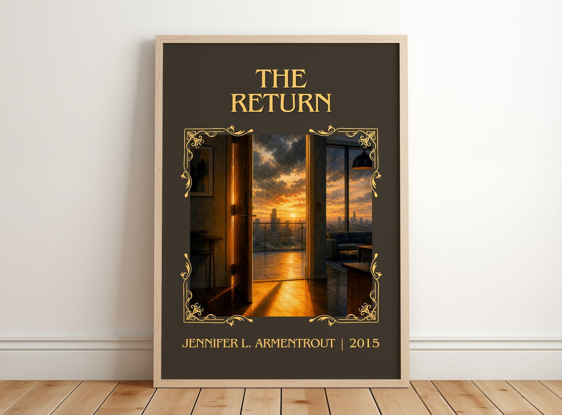 The Return Classic Book Art Print by Jennifer L. Armentrout – framed print leaning on a wooden floor