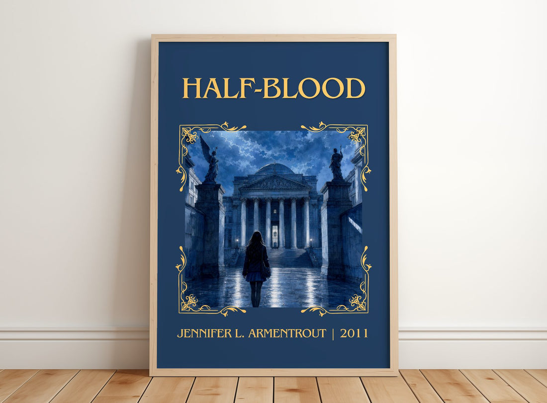 Half-Blood Classic Book Art Print by Jennifer L. Armentrout – framed print leaning on a wooden floor