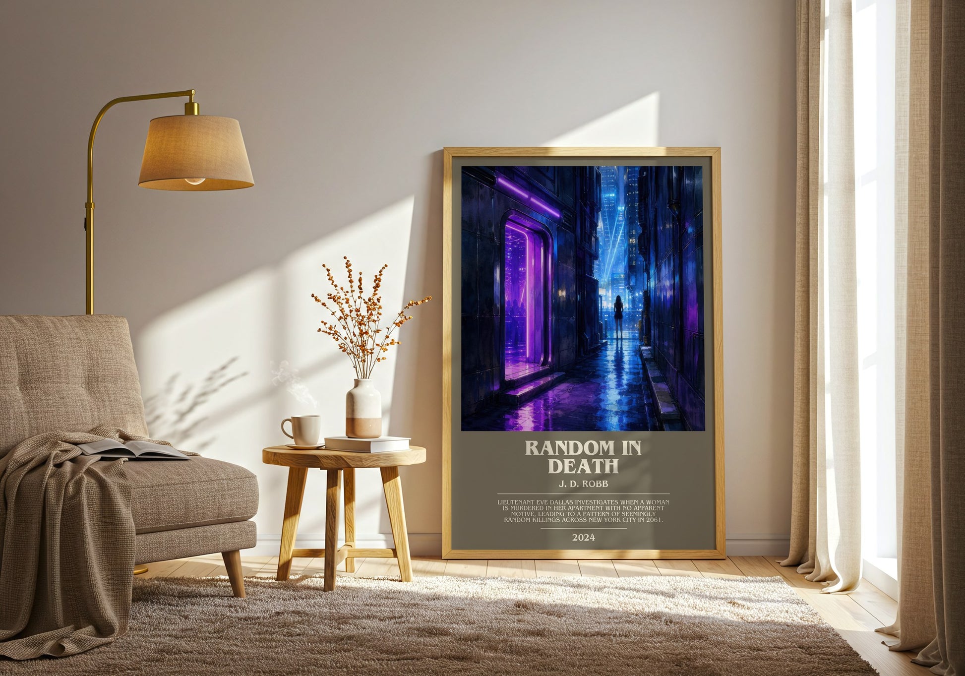 Random In Death bookish print on bookshelf – J. D. Robb fan gift