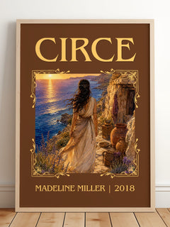 Circe Classic Book Art Print by Madeline Miller – framed print leaning on a wooden floor