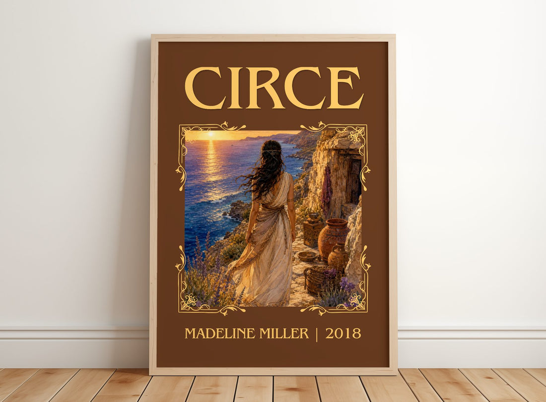 Circe Classic Book Art Print by Madeline Miller – framed print leaning on a wooden floor