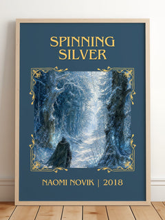 Spinning Silver Classic Book Art Print by Naomi Novik – framed print leaning on a wooden floor