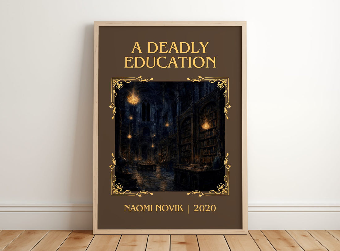 A Deadly Education Classic Book Art Print by Naomi Novik – framed print leaning on a wooden floor