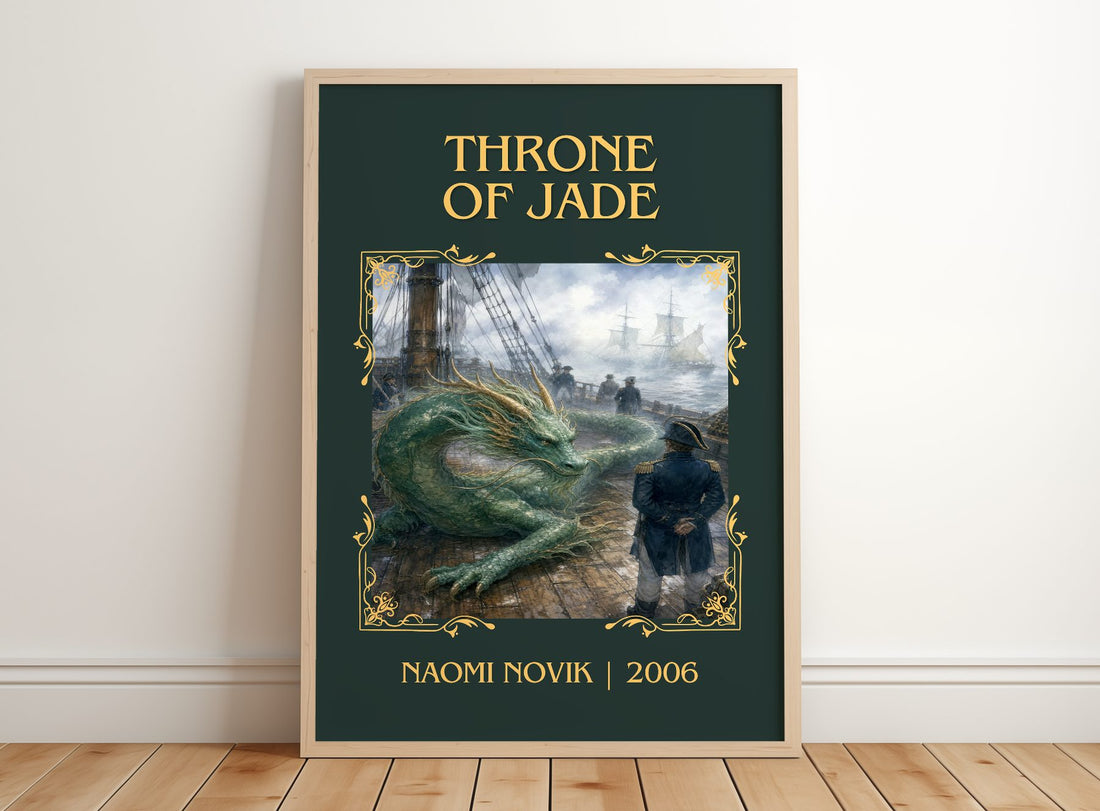 Throne of Jade Classic Book Art Print by Naomi Novik – framed print leaning on a wooden floor