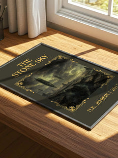 The Stone Sky Classic Book Art Print by N.K. Jemisin – print on a sunlit desk