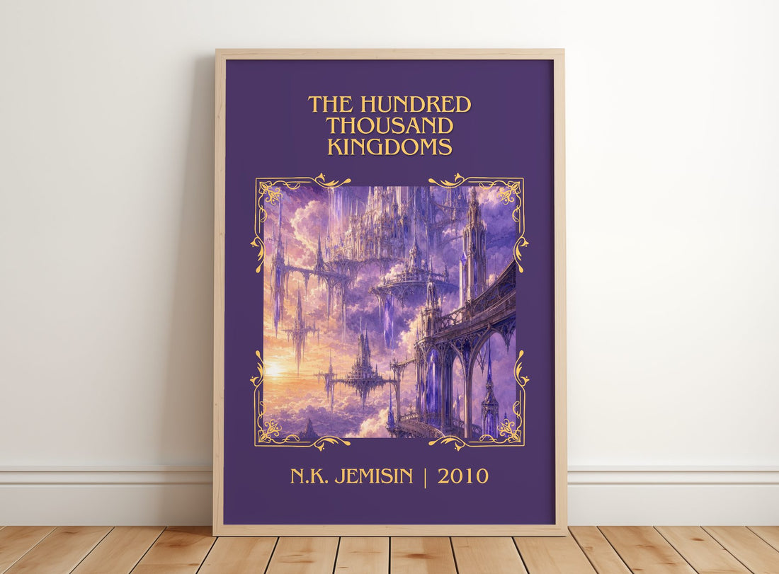 The Hundred Thousand Kingdoms Classic Book Art Print by N.K. Jemisin – framed print leaning on a wooden floor