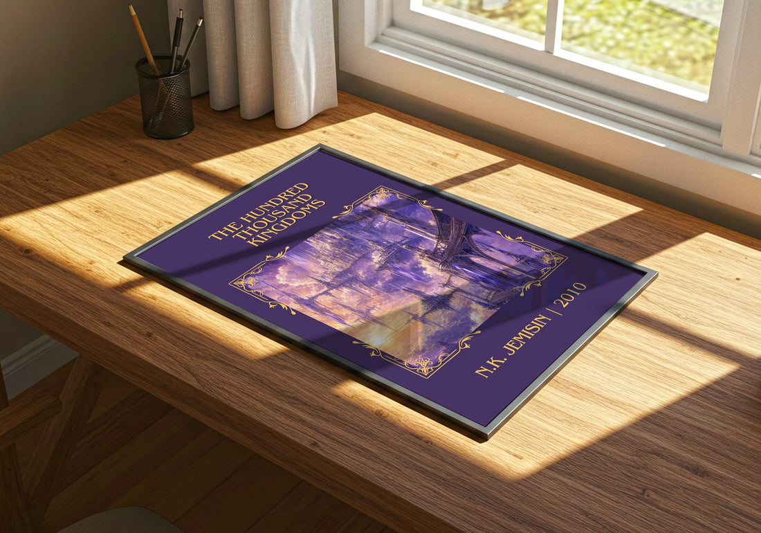 The Hundred Thousand Kingdoms Classic Book Art Print by N.K. Jemisin – print on a sunlit desk