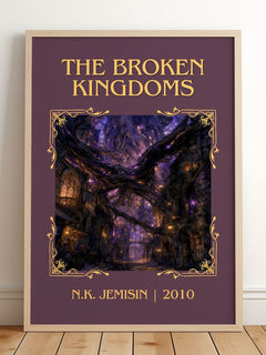 The Broken Kingdoms Classic Book Art Print by N.K. Jemisin – framed print leaning on a wooden floor