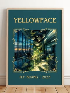 Yellowface Classic Book Art Print by R.F. Kuang – framed print leaning on a wooden floor