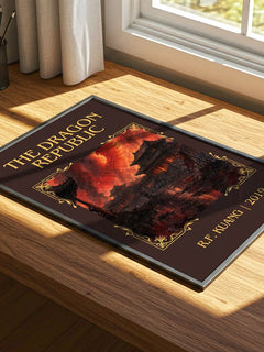 The Dragon Republic Classic Book Art Print by R.F. Kuang – print on a sunlit desk