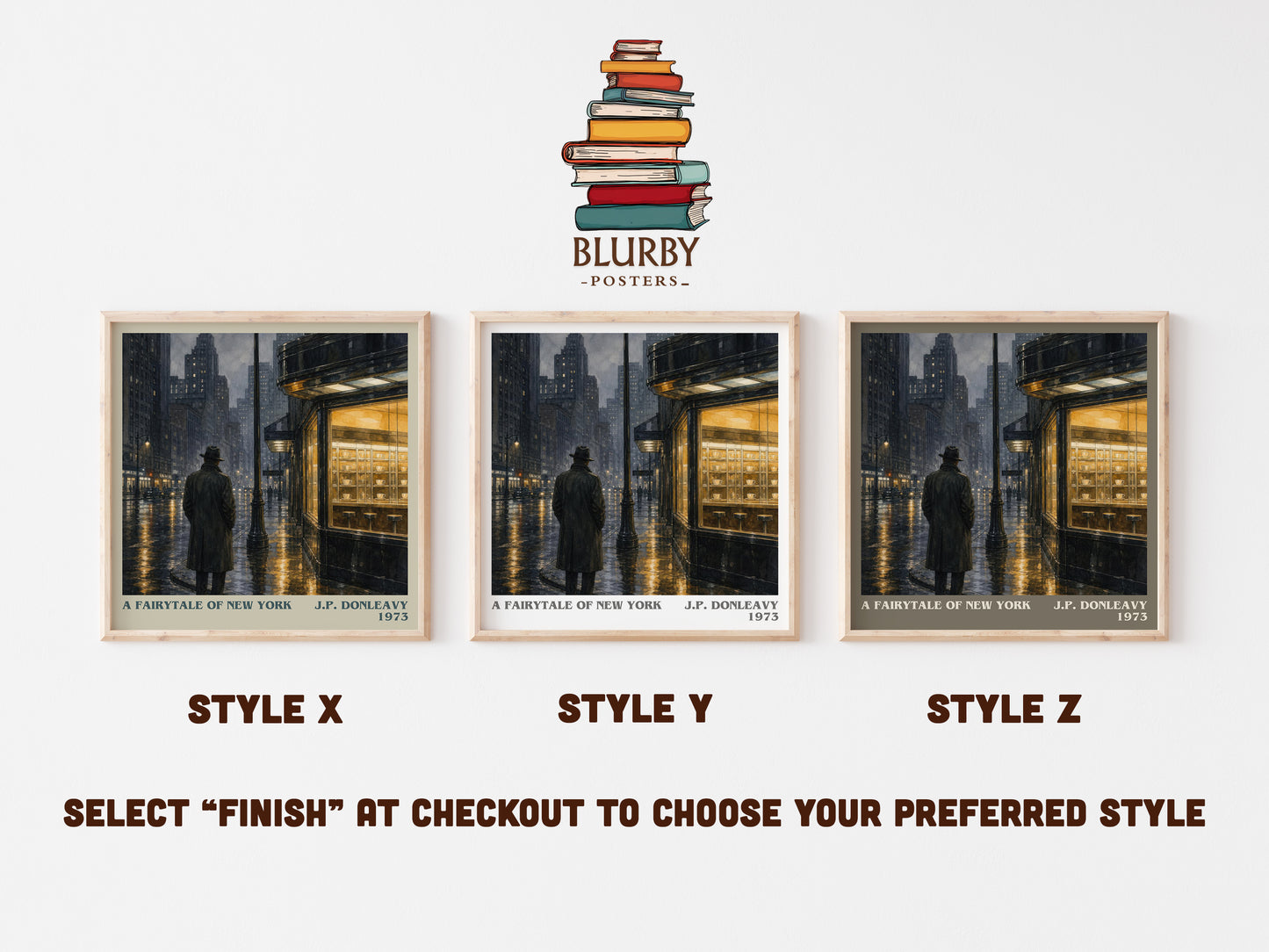 A Fairytale Of New York literary print in frame leaning in hallway – literary fiction wall art