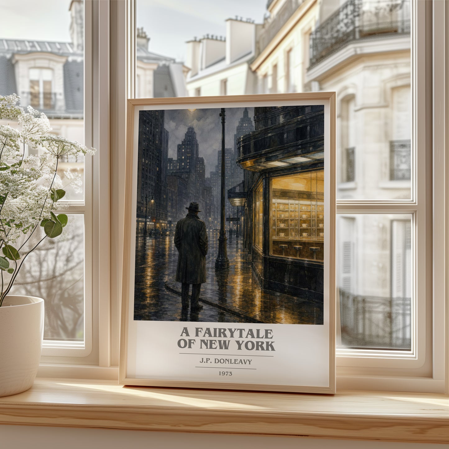 A Fairytale Of New York book cover poster colour and style options – J.P. Donleavy book art