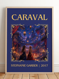 Caraval Classic Book Art Print by Stephanie Garber – framed print leaning on a wooden floor