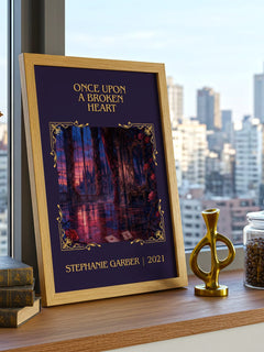Once Upon a Broken Heart Classic Book Art Print by Stephanie Garber – framed print on a city-view windowsill
