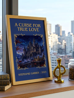 A Curse for True Love Classic Book Art Print by Stephanie Garber – framed print on a city-view windowsill
