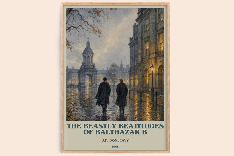 The Beastly Beatitudes Of Balthazar B book cover book poster by J.P. Donleavy – framed literary art print