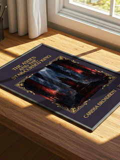 Ashes and the Star-Cursed King Classic Book Art Print by C. Broadbent – print on a sunlit desk