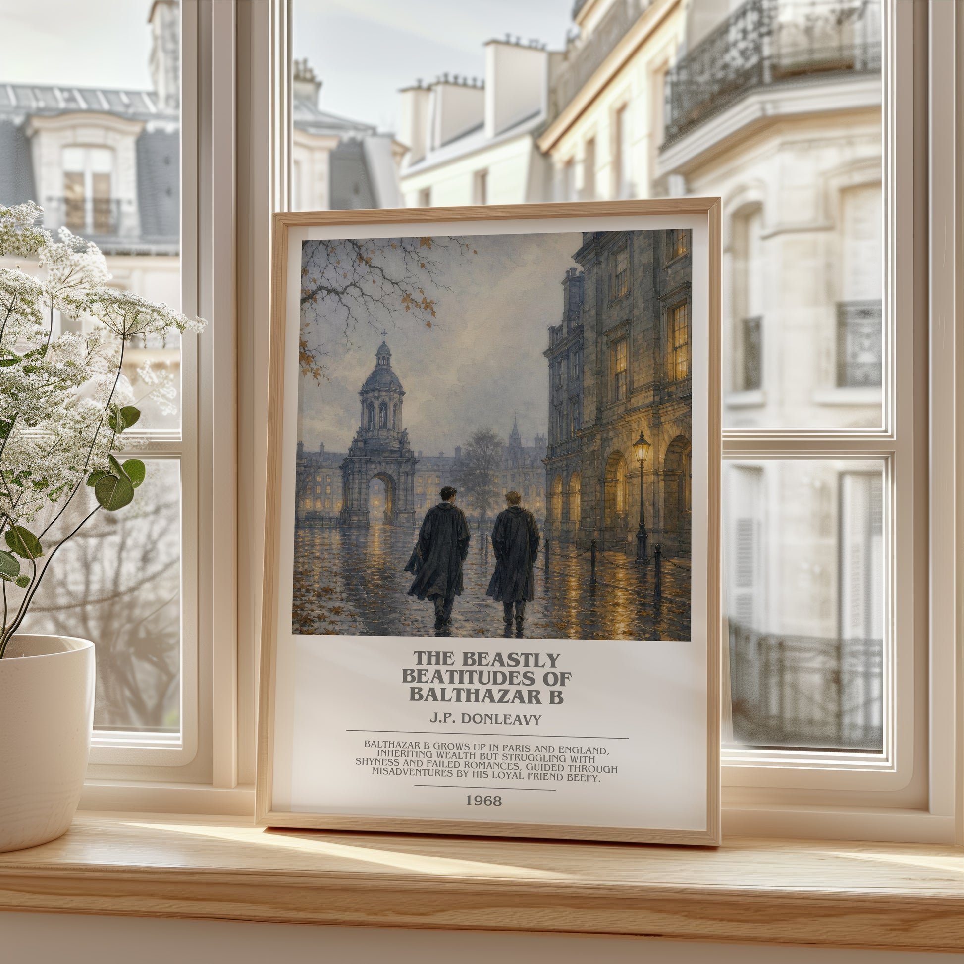 The Beastly Beatitudes Of Balthazar B bookish poster colour and style options – J.P. Donleavy book art