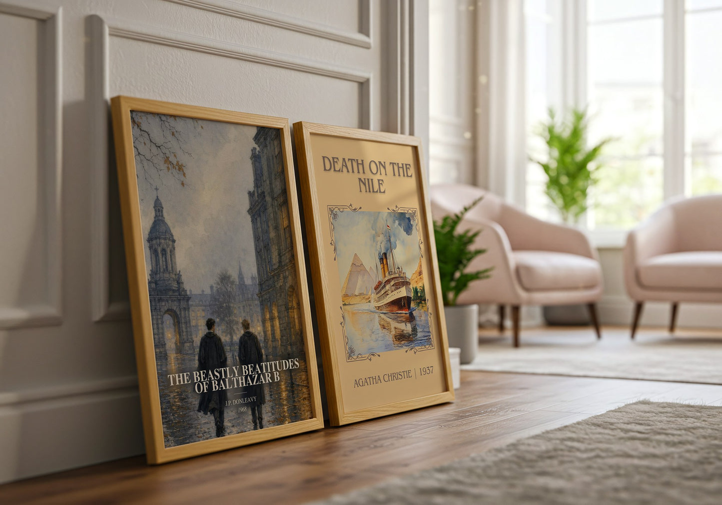 The Beastly Beatitudes Of Balthazar B watercolour print framed by window – literary home decor