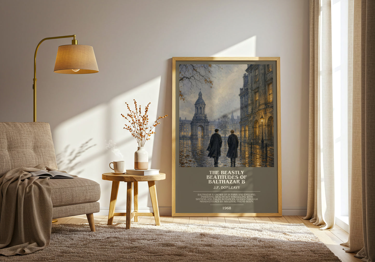 The Beastly Beatitudes Of Balthazar B bookish print on bookshelf – J.P. Donleavy fan gift