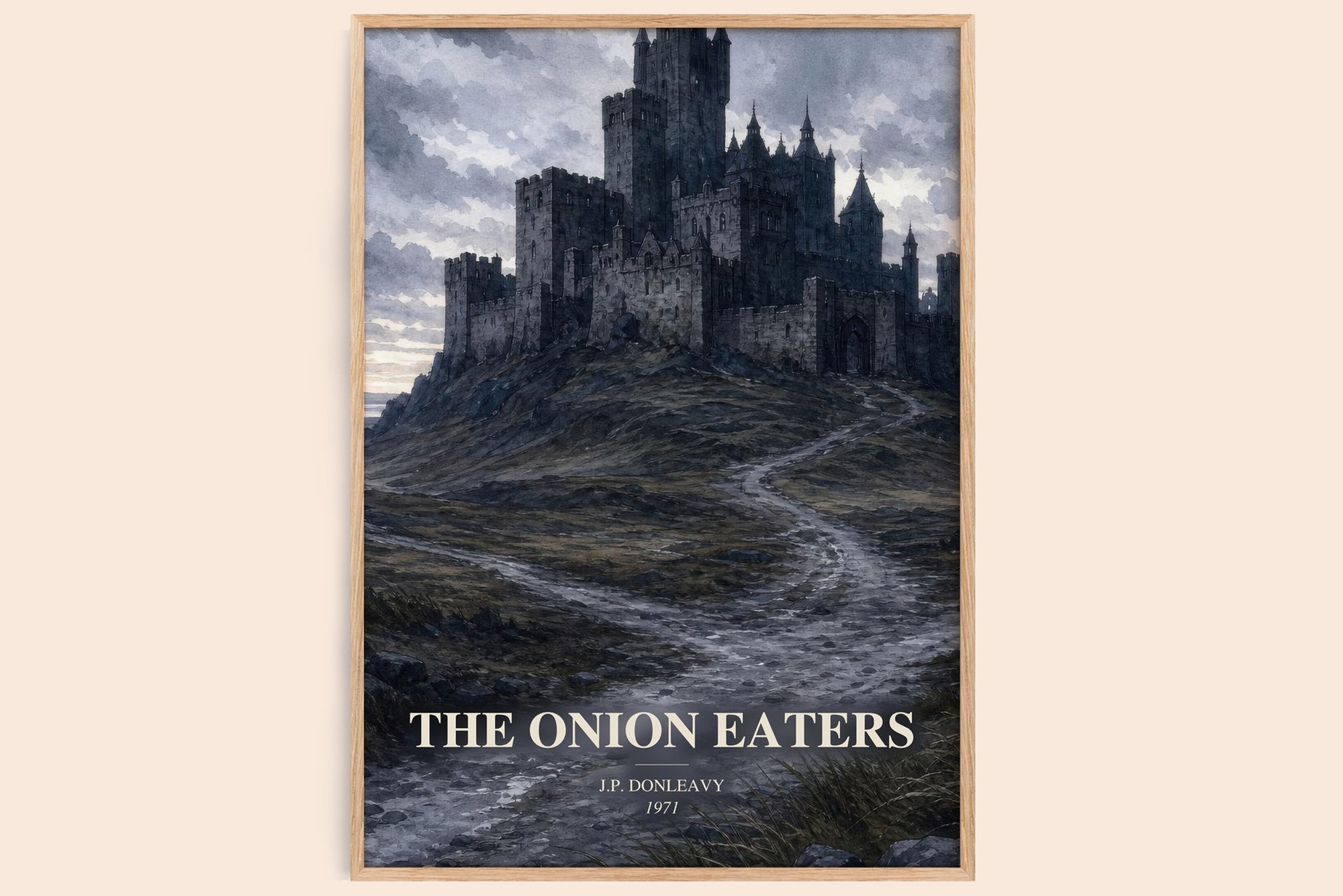 The Onion Eaters watercolour book poster by J.P. Donleavy – framed literary art print