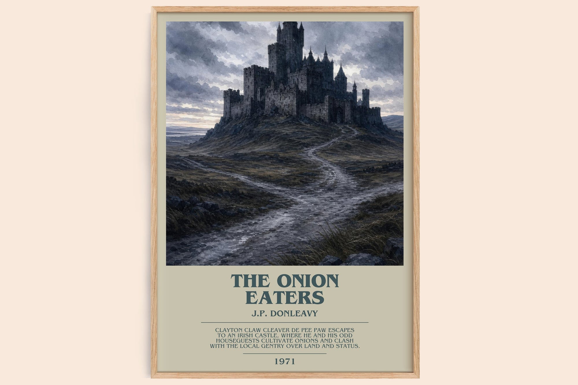 The Onion Eaters bookish book poster by J.P. Donleavy – framed literary art print