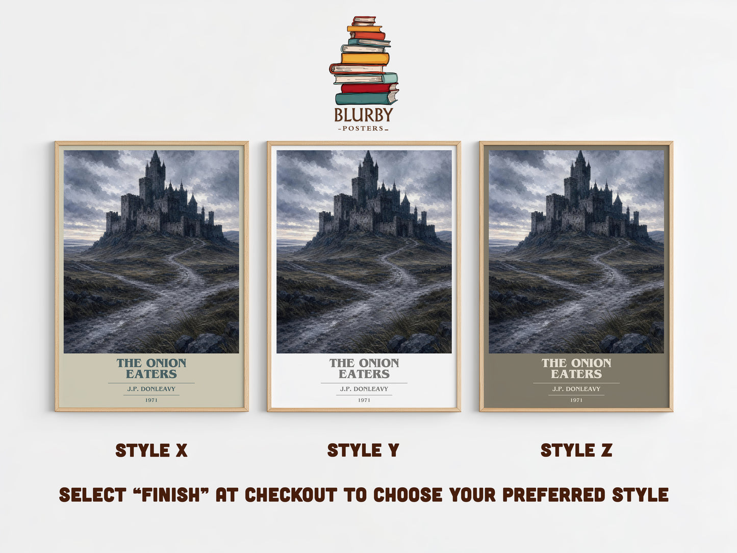 The Onion Eaters book cover print in frame leaning in hallway – satire wall art