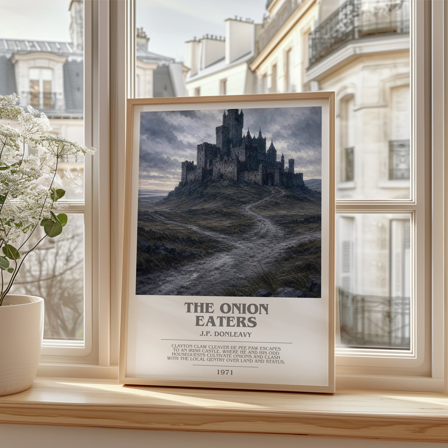 The Onion Eaters bookish poster colour and style options – J.P. Donleavy book art