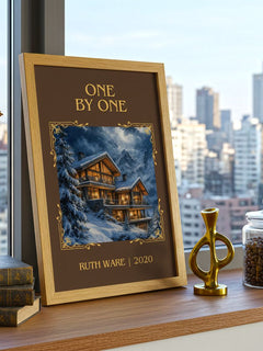 One by One Classic Book Art Print by Ruth Ware – framed print on a city-view windowsill
