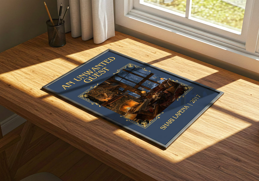 An Unwanted Guest Classic Book Art Print by Shari Lapena – print on a sunlit desk