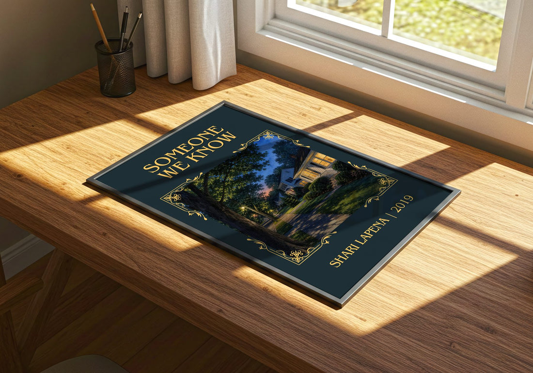 Someone We Know Classic Book Art Print by Shari Lapena – print on a sunlit desk