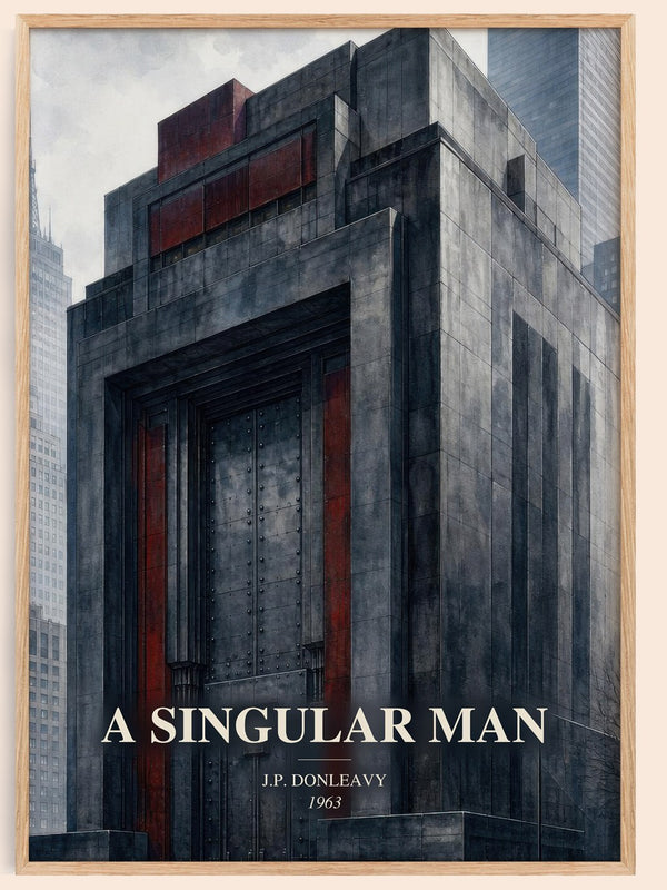 A Singular Man watercolour book poster by J.P. Donleavy – framed literary art print
