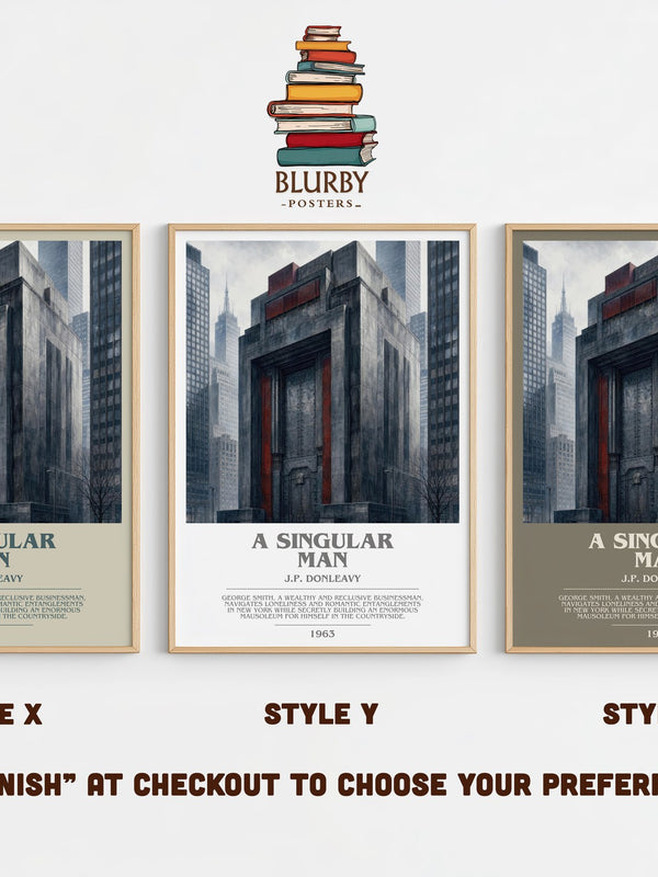 A Singular Man bookish print in frame leaning in hallway – literary fiction wall art