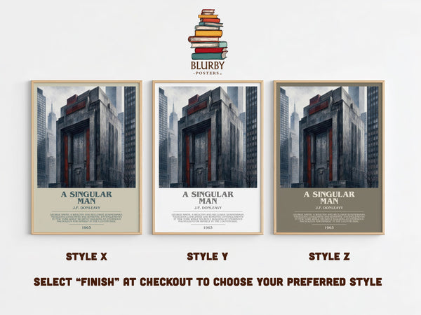 A Singular Man bookish print in frame leaning in hallway – literary fiction wall art