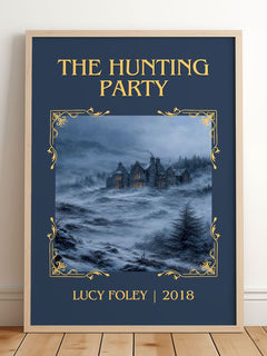 The Hunting Party Classic Book Art Print by Lucy Foley – framed print leaning on a wooden floor