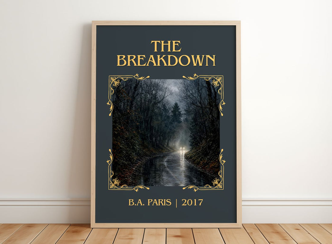 The Breakdown Classic Book Art Print by B.A. Paris – framed print leaning on a wooden floor