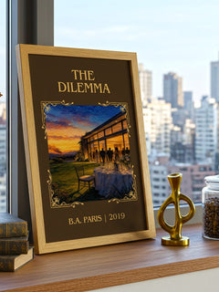The Dilemma Classic Book Art Print by B.A. Paris – framed print on a city-view windowsill