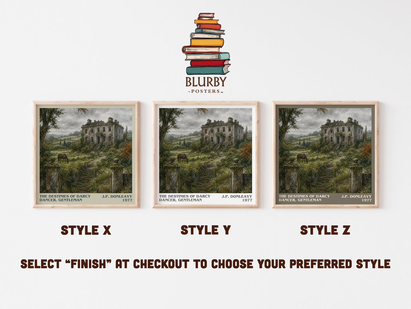The Destinies Of Darcy Dancer, Gentleman literary print in frame leaning in hallway – literary fiction wall art