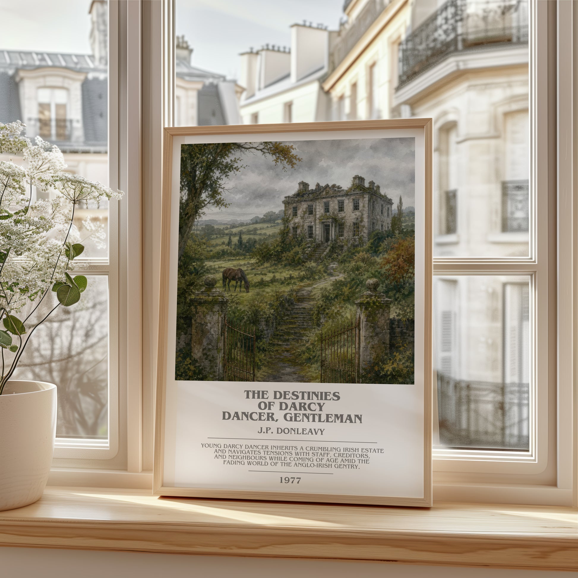 The Destinies Of Darcy Dancer, Gentleman bookish poster colour and style options – J.P. Donleavy book art