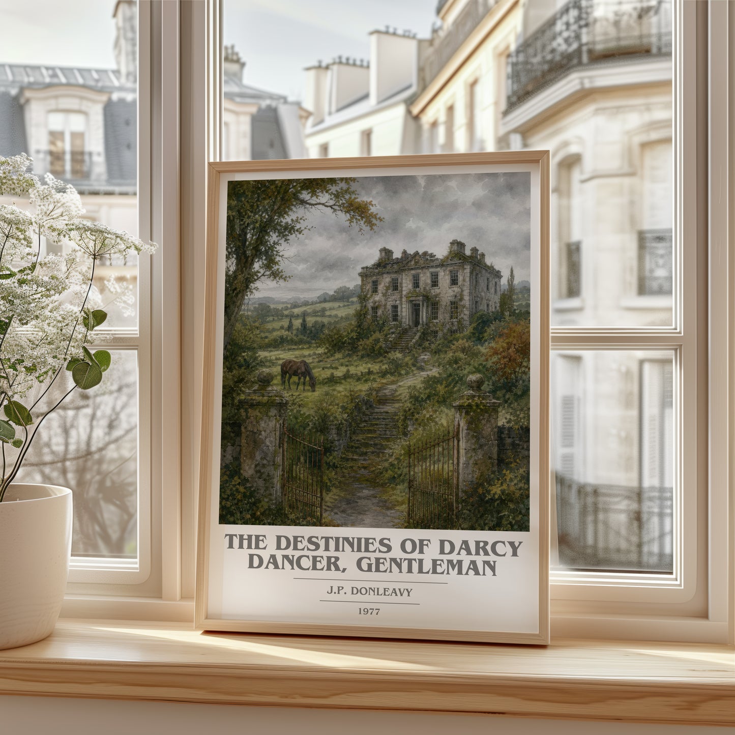 The Destinies Of Darcy Dancer, Gentleman book cover poster colour and style options – J.P. Donleavy book art