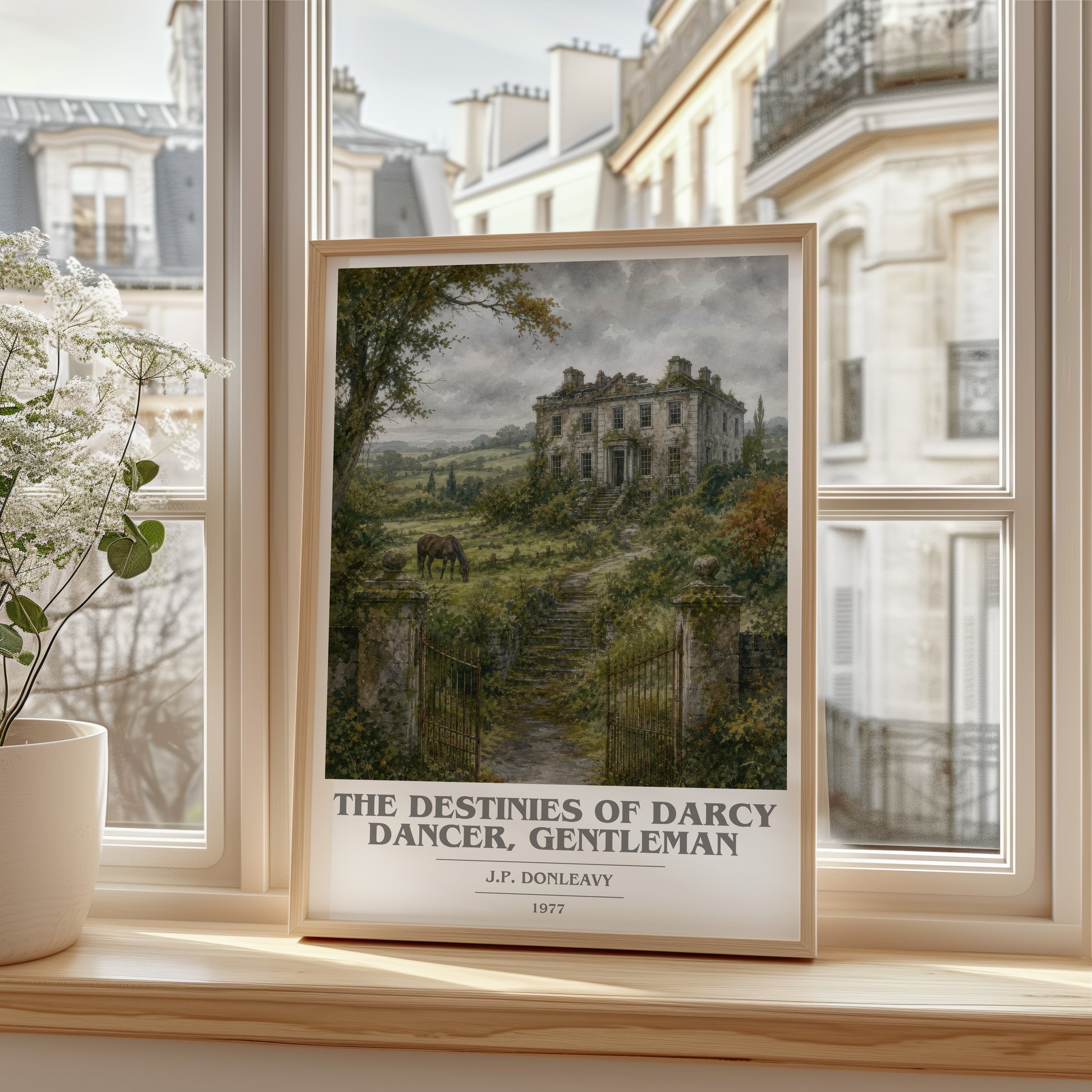 The Destinies Of Darcy Dancer, Gentleman book cover poster colour and style options – J.P. Donleavy book art