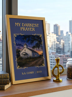 My Darkest Prayer Classic Book Art Print by S.A. Cosby – framed print on a city-view windowsill